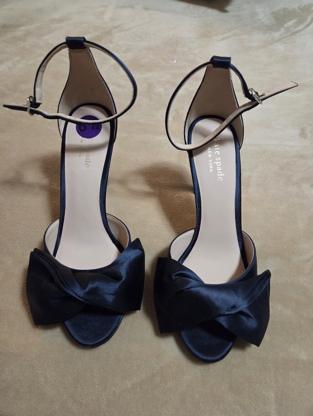 kate spade Black Satin Bow Open-Toe Ankle-Strap Heels